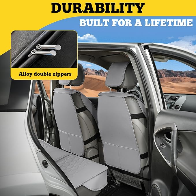 LINGVIDO Car Seat Covers for Front Seats (2 Seats) - Premium Perforated Nappa Leather,Waterproof Shield, Omni-Adapt Fit for SUVs Sedans, Ideal for Rideshare & Pets
