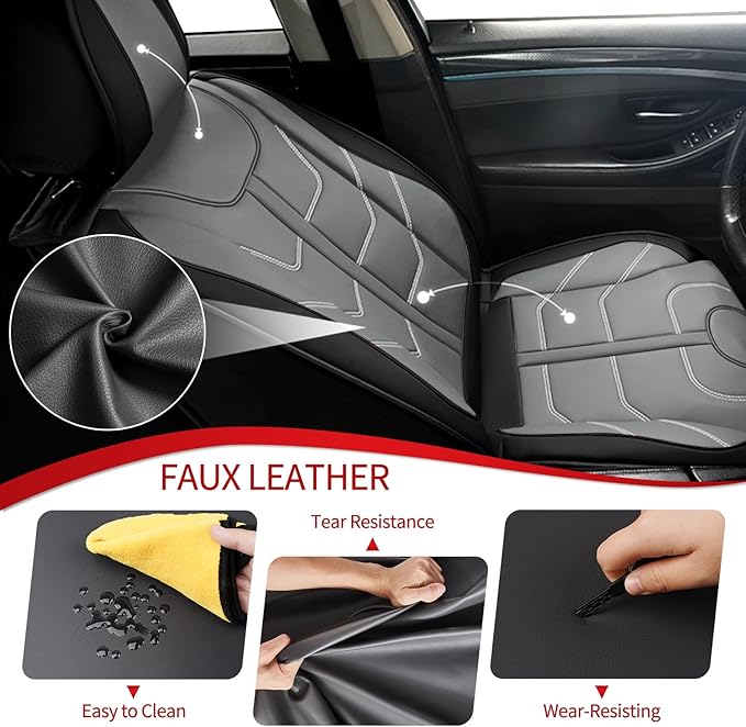 TTX LIGHTING Car Seat Covers fit for Jeep Wrangler 2003-2026 Front Seat: Premium Leather Automotive Seat Cover with Airbag Compatible Waterproof (2 Seats, Black & Gray)