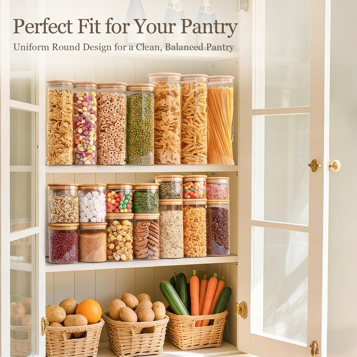 ComSaf Glass Storage Containers with Lids, Set of 6 Jars (0.6Qt/1Qt/1.5Qt)