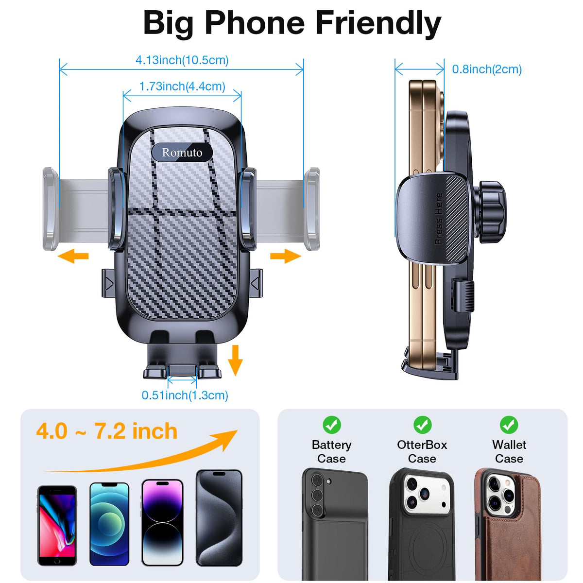 Romuto Phone Holders for Your Car Phone Holder Mount【90+LBS Suction Cup】