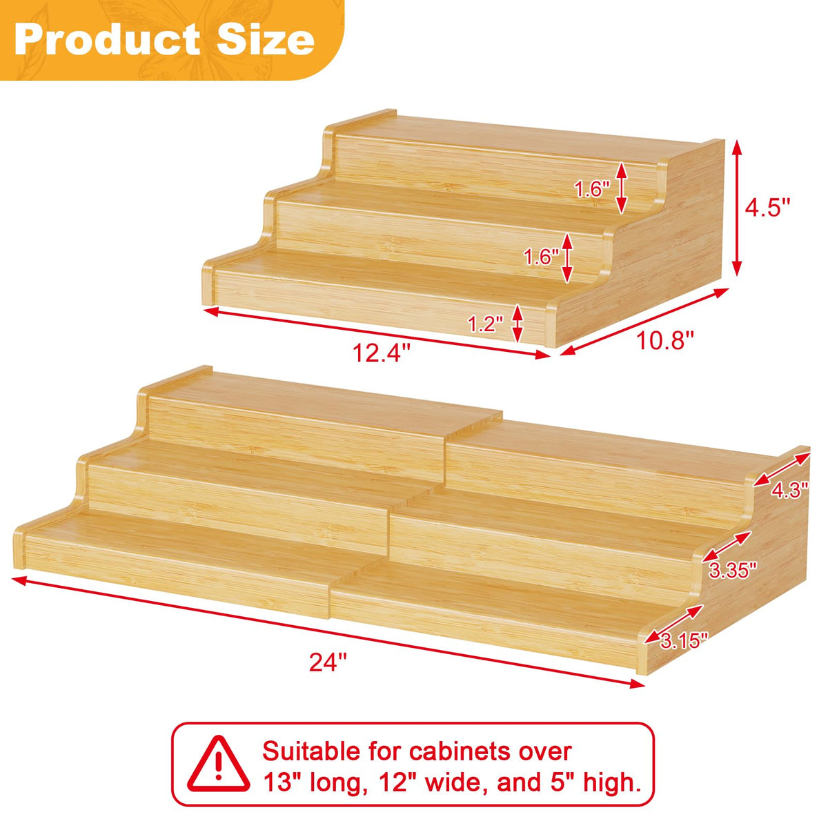 Expandable Bamboo Can Rack Organizer for Pantry, 3-Tier Adjustable Can Storage Holder, Soda Organizer Holds Up to 24 Cans, Canned goods Storage Display for Pantry, Cabinet, Countertop (patent pending)