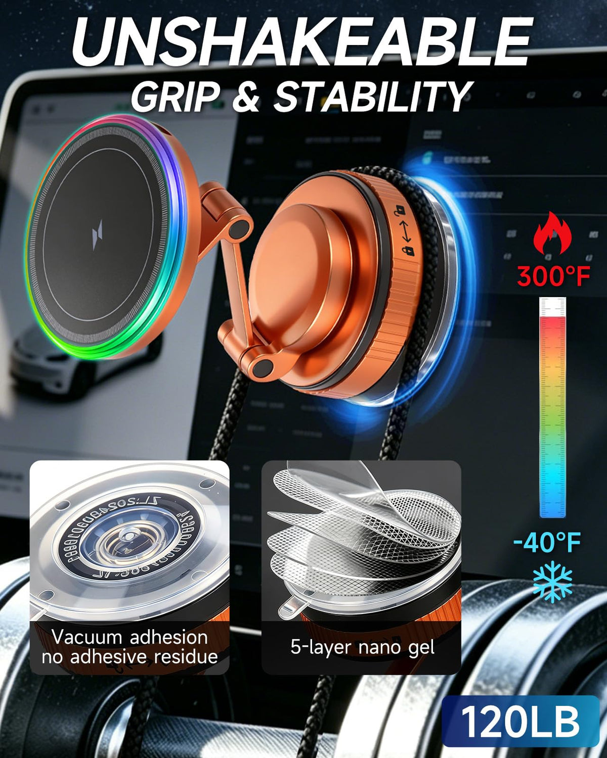 KevMntz 15W Wireless Car Charger Mount, Magnetic MagSafe Phone Holder