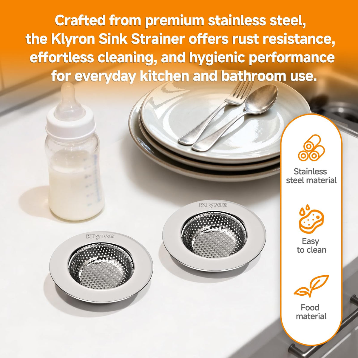 Kitchen Sink Drain Strainer 3-Pack, Food Catcher Drain Cover, 3.5" Fit