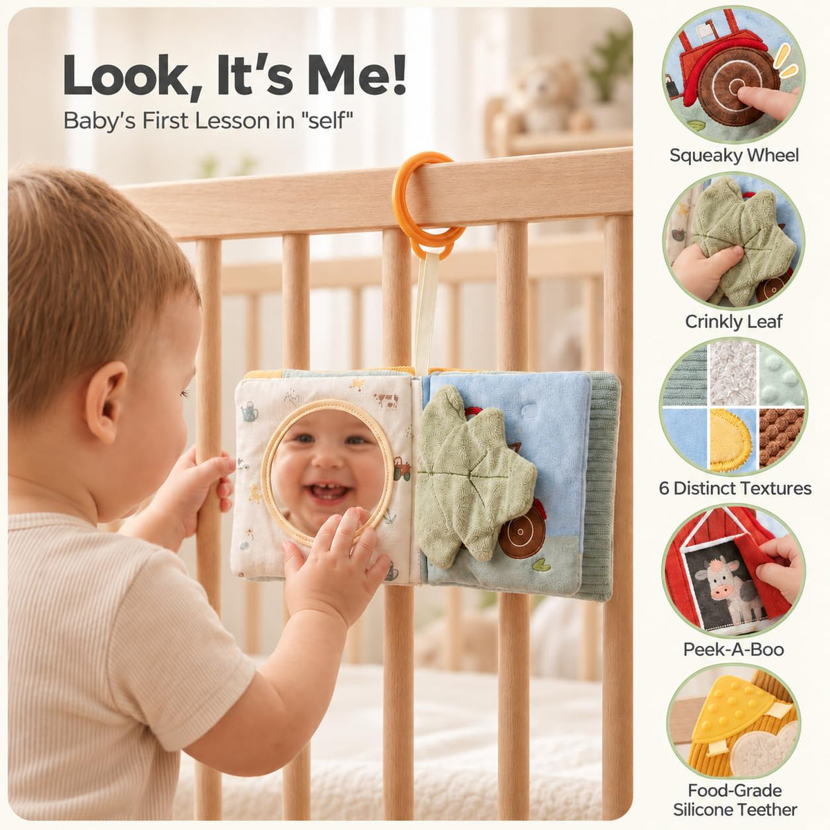 let's make Baby Books Toys, Crinkle Books for Babies Touch and Feel Cloth