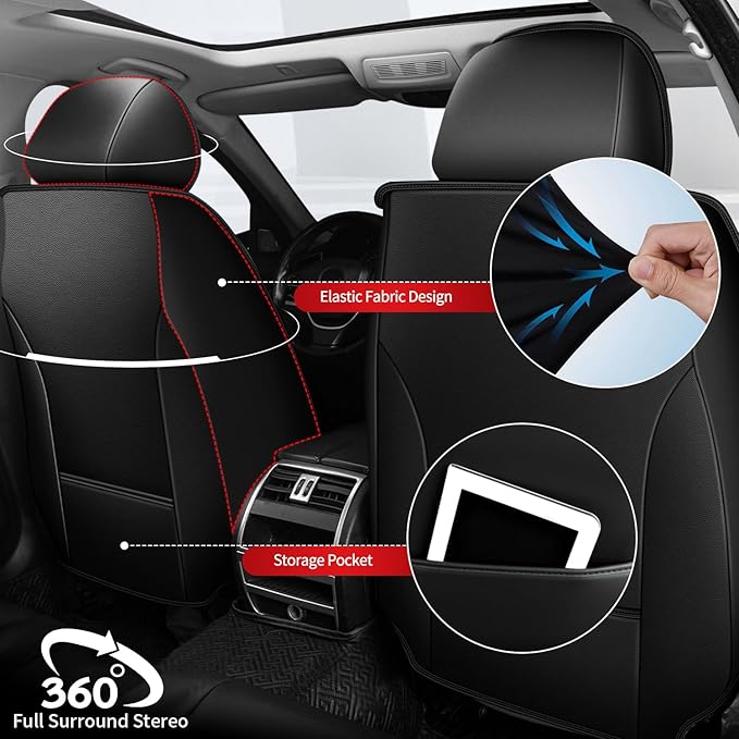 TTX LIGHTING Car Seat Covers fit for Chevrolet Camaro 2000-2024 Front Seat: Premium Leather Automotive Seat Cover with Airbag Compatible Waterproof (2 Seats, Black)