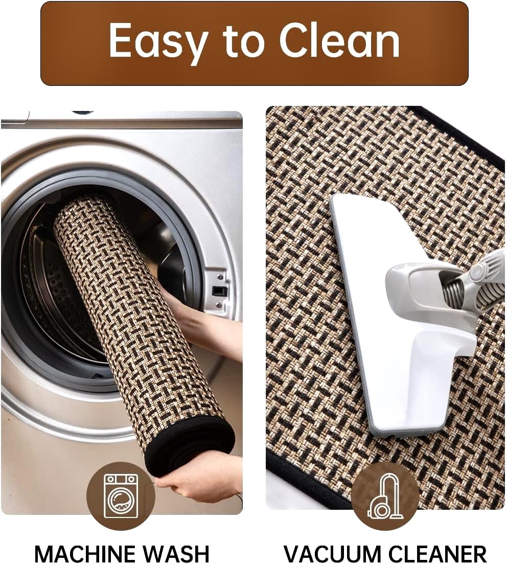 eqivei Kitchen Rugs Non Slip Washable 2-Piece Kitchen Mats for Floor, Black