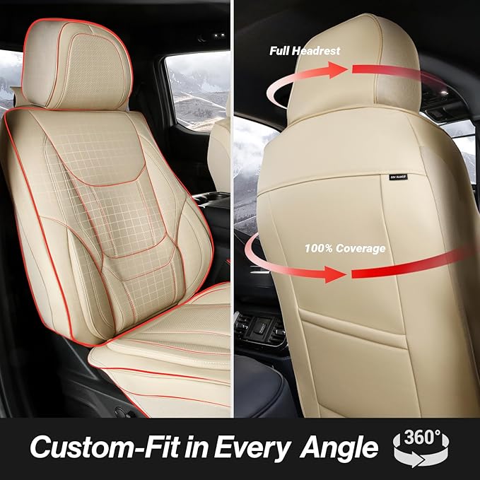 Coverland Custom Fit Car Seat Covers for SUV Compatible with [CX‑5, Forester, RAV4 Prime, Venza, RX 450h, RX 500h] Premium Waterproof Non-Slip Interior Seat Protector [Full set Beige - Size Chart X78]