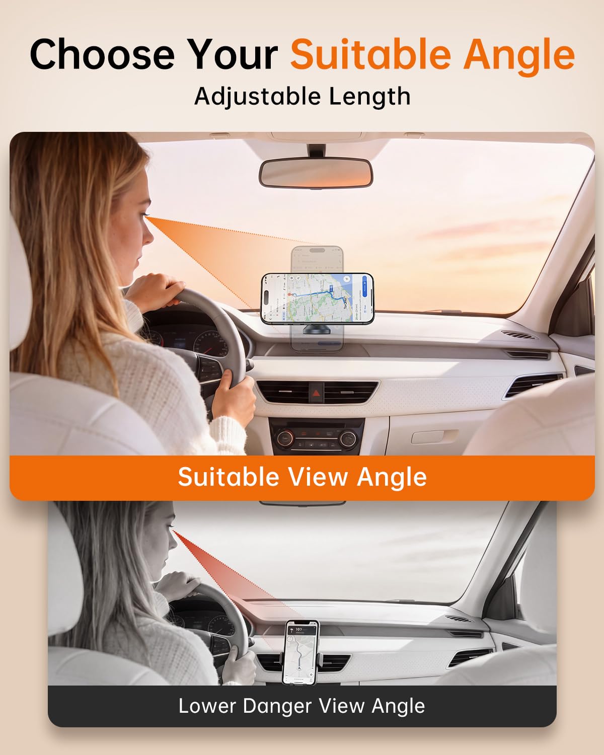 SYNCWIRE MagSafe Car Mount, Adjustable Magnetic Phone Holder, Space Gray