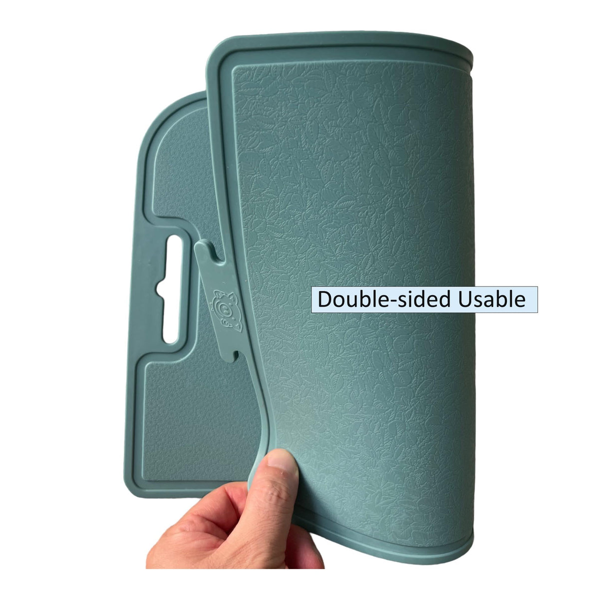 cozymomdeco Korean Made Thick Silicone Double-Sided Usable Cutting Board 14.3" x 9.7" Foldable Design Drip Groove Grip Handle Dishwasher Safe 1PCS Gift for Mom (Mint) Stocking Stuffer