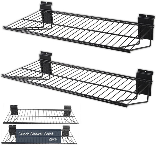 Slatwall Panel Garage Organizer PVC Slatwall Heavy Duty Wall Mounted Rack, Interlocking Slat Wall Panels for Tool Organization Peg Board(2 Pack Black)