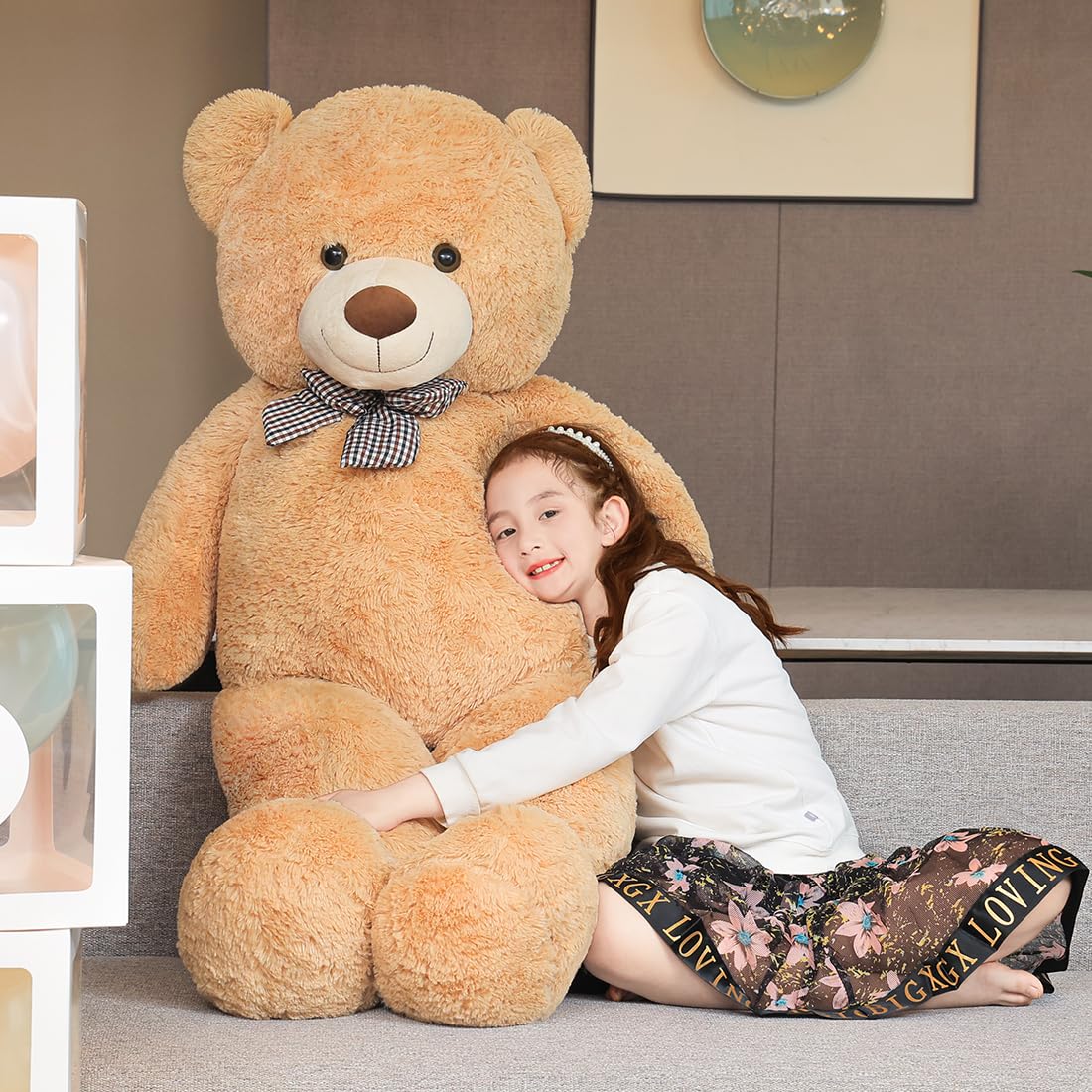 Giant Teddy Bear 4 Ft, Cute Big Plush Stuffed Animal 5Lbs, Light Brown
