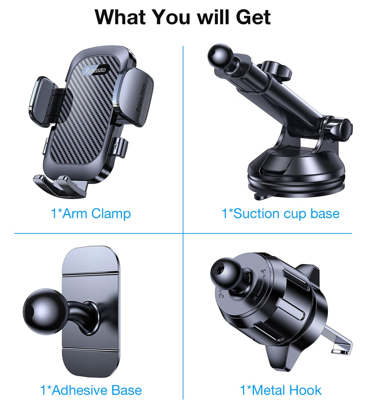 Romuto Phone Holders for Your Car Phone Holder Mount【90+LBS Suction Cup】