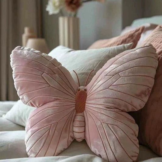 Karoeiwa Butterfly Pillow Cute Butterfly Decorative Throw Pillows 15.5 x 11.8 inch for Women Room Home Garden Sofa Couch Pink