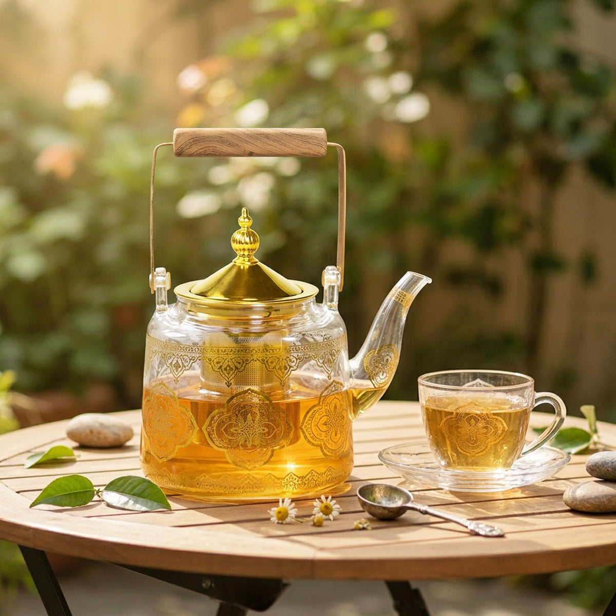 dingdaer Glass Teapot Stovetop 36 OZ/1100ml, Borosilicate Clear Tea Kettle, Tea pot with Removable Stainless Steel Infuser, Flower teaTea Leaf Teapot Maker Tea Brewer for Camping, Travel, Square