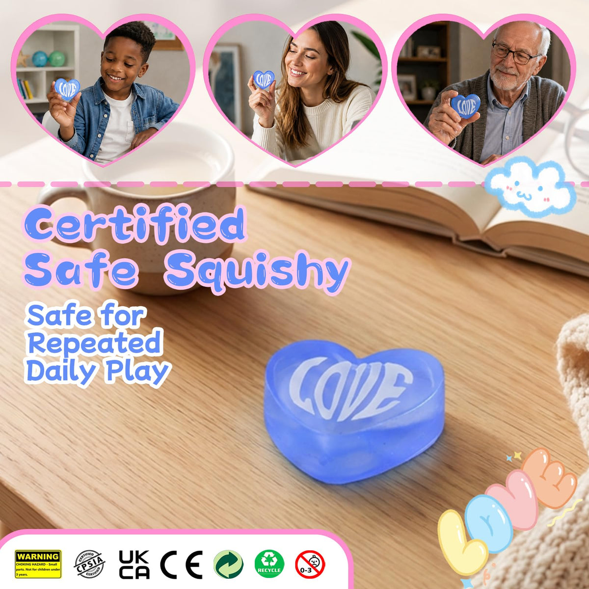 Heart Sensory Toys, Soft Squeeze Toys, Anxiety Relief