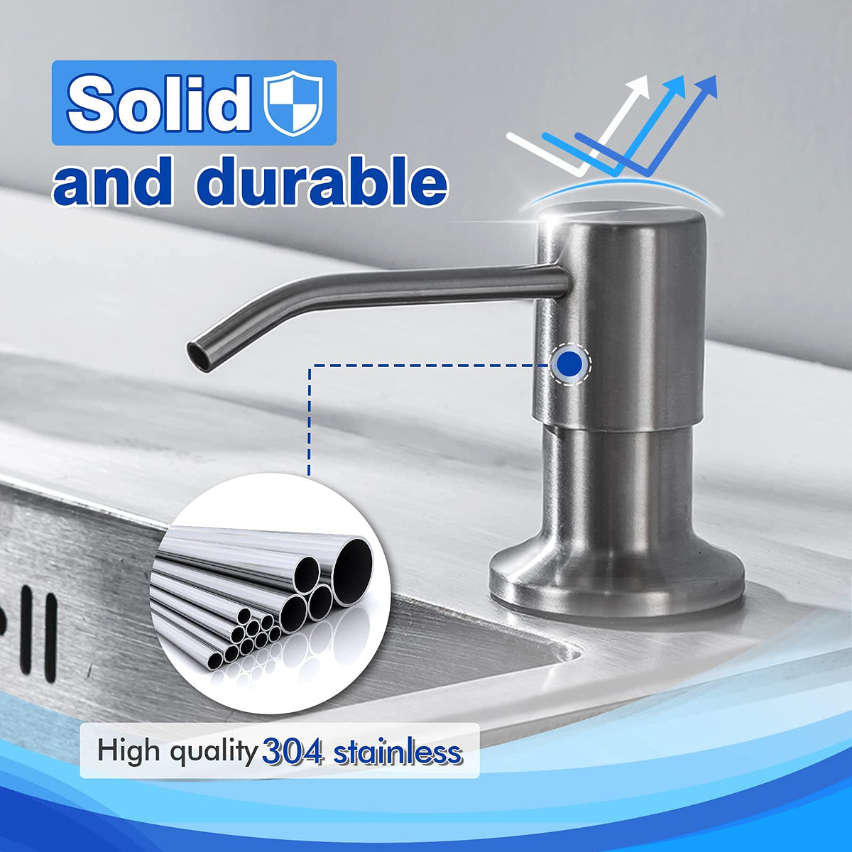 Built in Soap Dispenser for Kitchen Sink WEWE, Stainless Steel