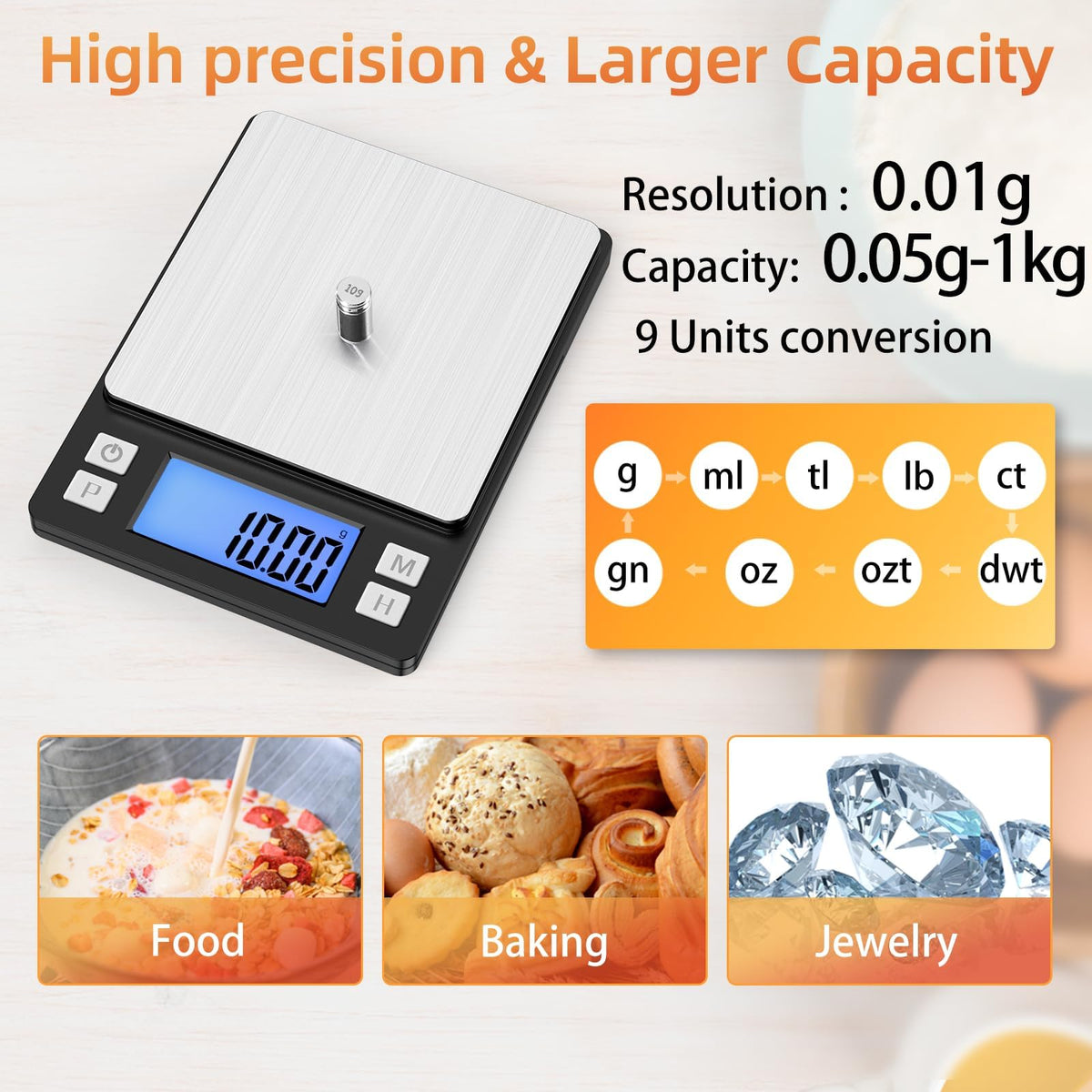 BOMATA 0.01g Small Digital Gram Scale, Upgraded 1kg Jewelry Scale