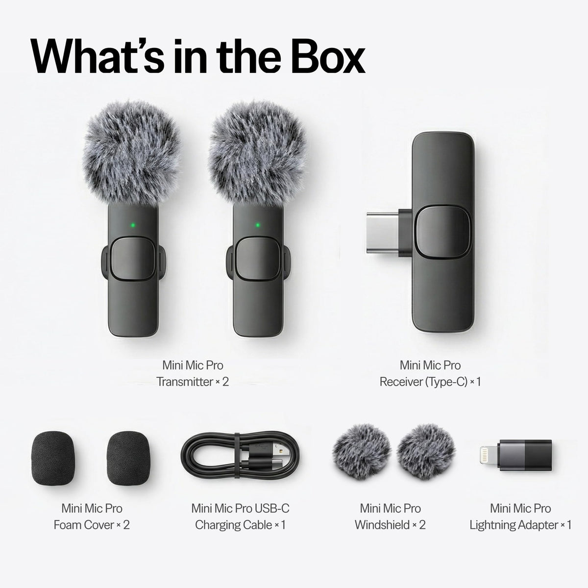 Mini Mic Pro (Latest Model – #1 Microphone for iPhone & Android, Wireless Mini Microphone, Clear Voice, Noise Cancelling, Lavalier Mic for TikTok, YouTube & Interviews
