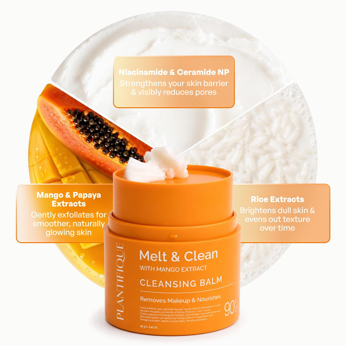 PLANTIFIQUE Korean Cleansing Balm, Makeup Remover with Ceramides, 1.7 fl oz