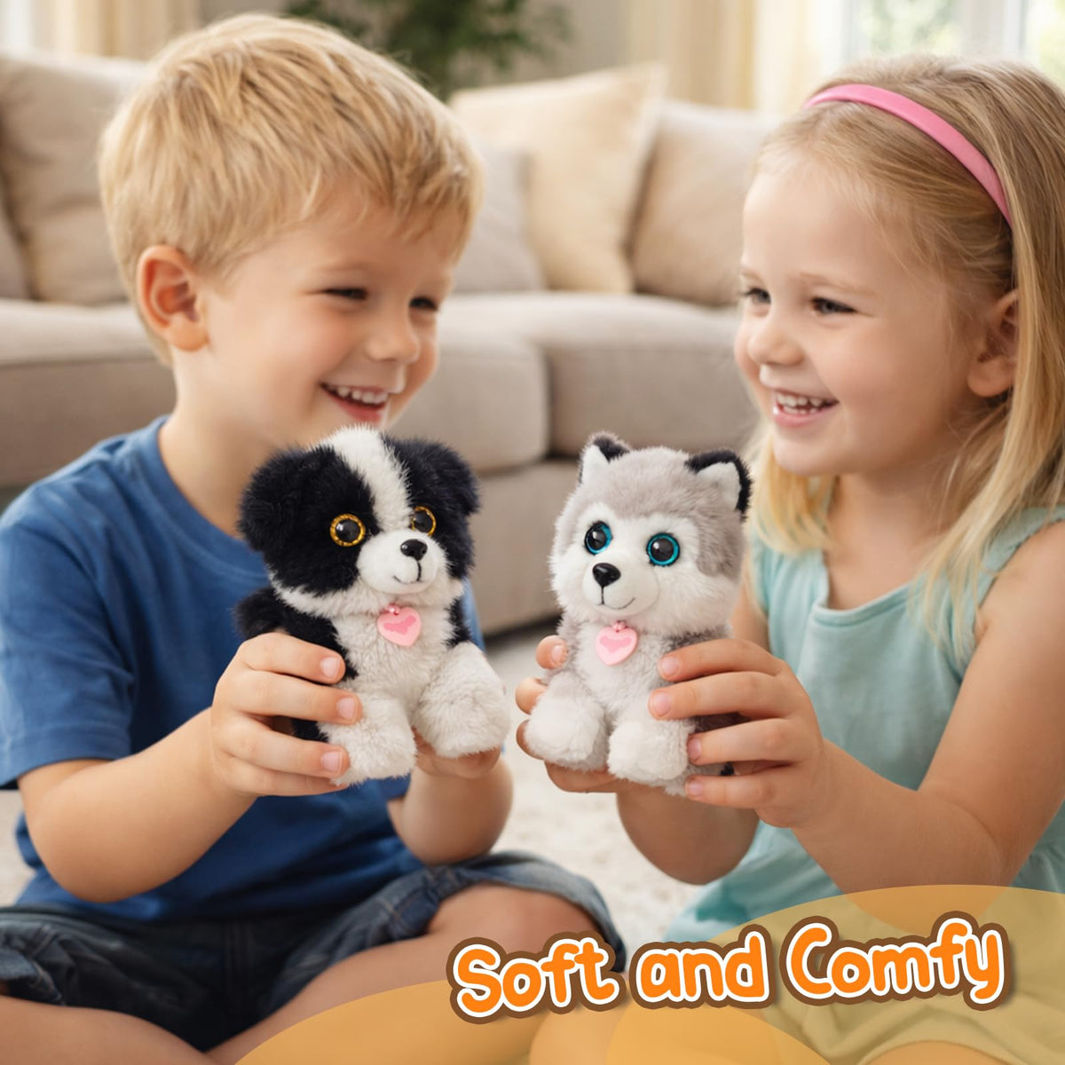 Mushymallow Sitting Dog Stuffed Animal Soft Plush Toy, Black