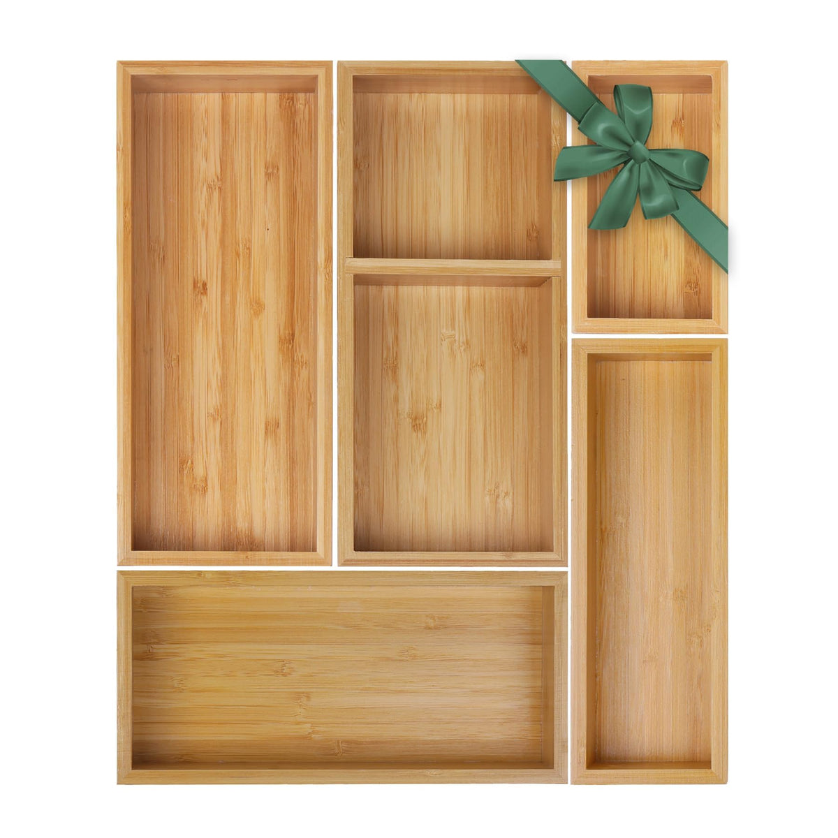 MapleGrace Bamboo Drawer Organizer Set, Individual Wood Storage Organizers