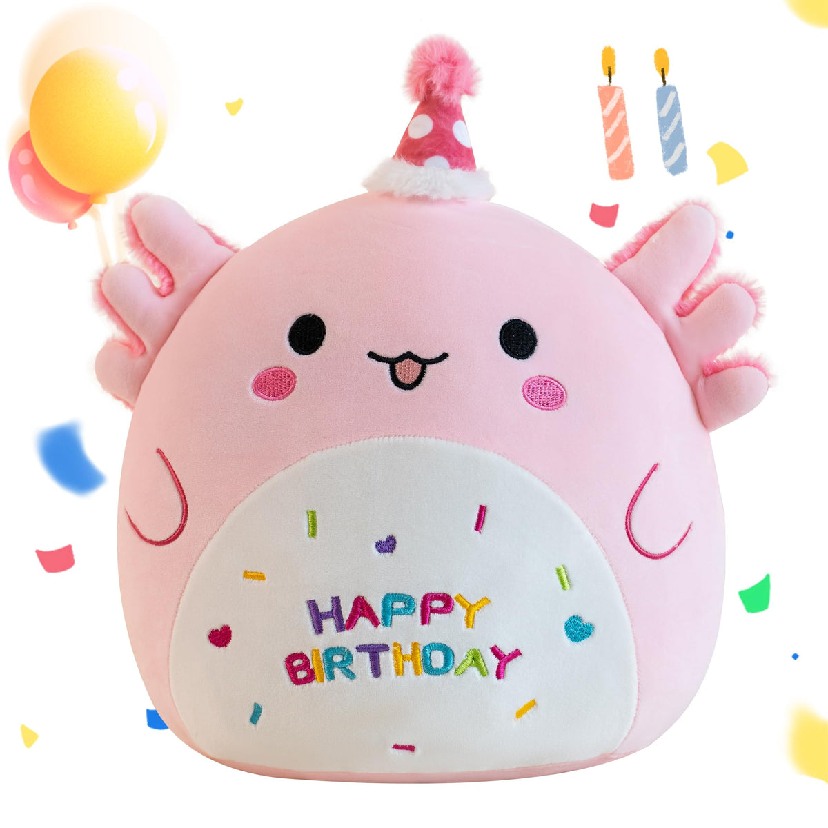 Gudisi Axolotl Plush Adorable Axolotl Stuffed Animals Soft Birthday Gift Axolotl Plushies Pillow for Kids Boys Girls Pink 8 inch