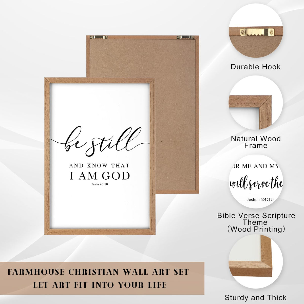 Faccito 8 Set Bible Christian Wall Art Framed, Wooden Decor