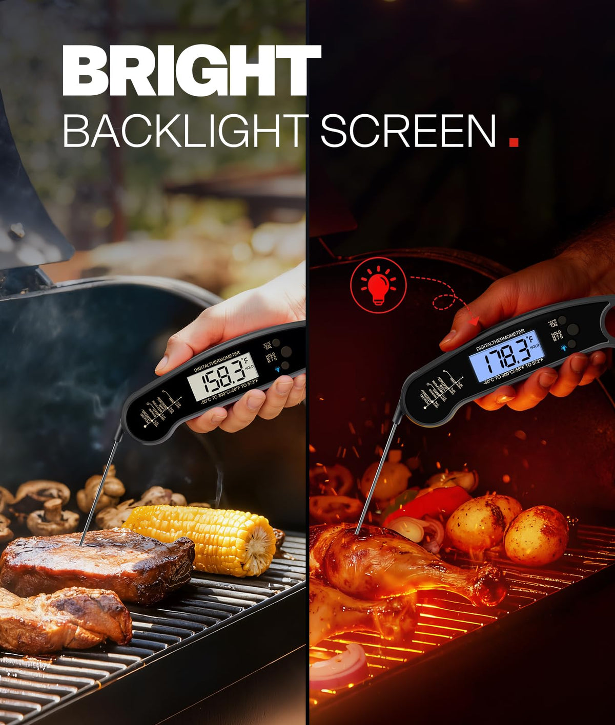 Meat Thermometer Digital, 1-2 Sec Instant Read, Grilling, Cooking, Food