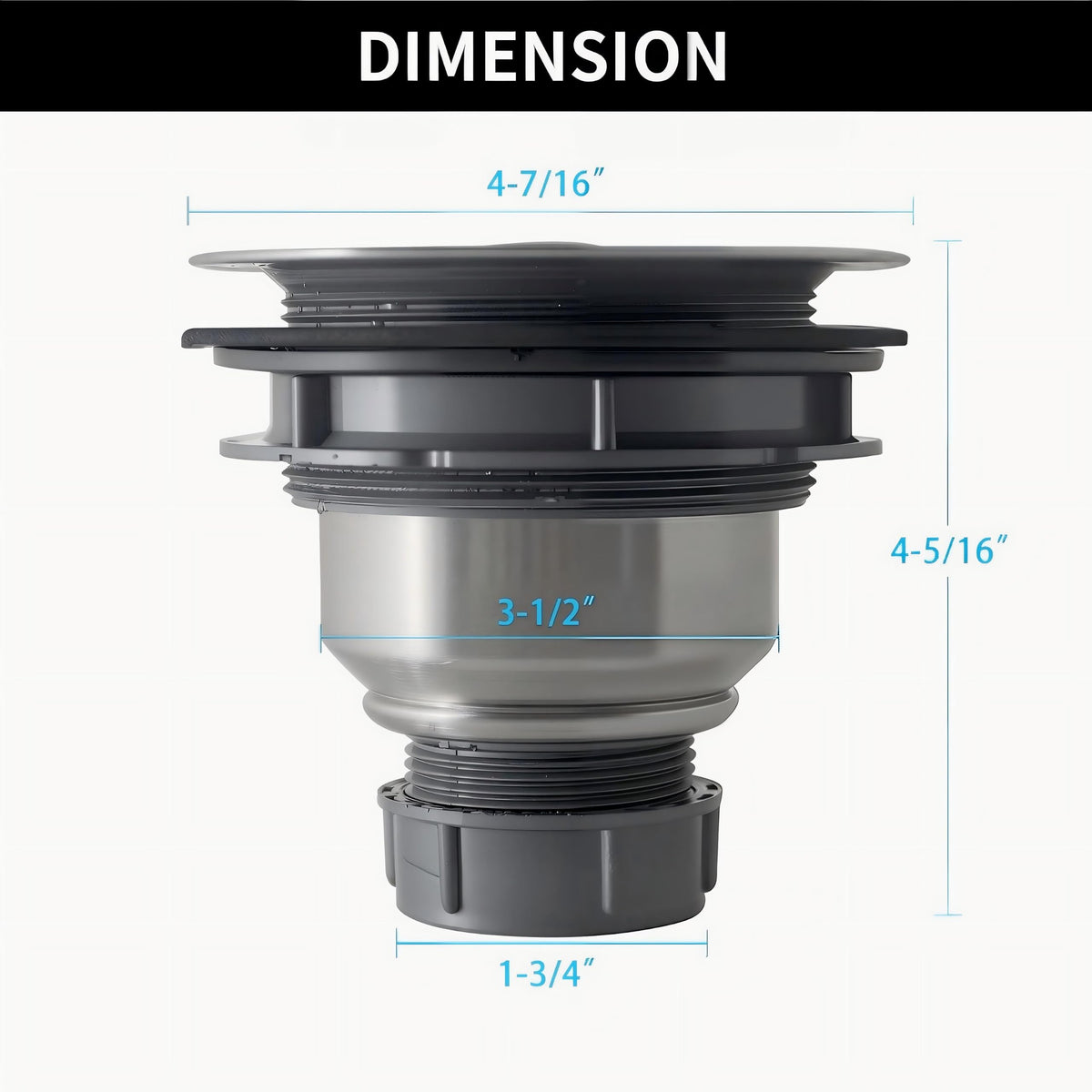 LYNNADO Kitchen Sink Drain Assembly Kit, 3-1/2 Inch Brushed 304 Stainless Steel Basket Strainer with Deep Removable Basket, Stopper & Cover Lid, Fits Standard Kitchen Sinks