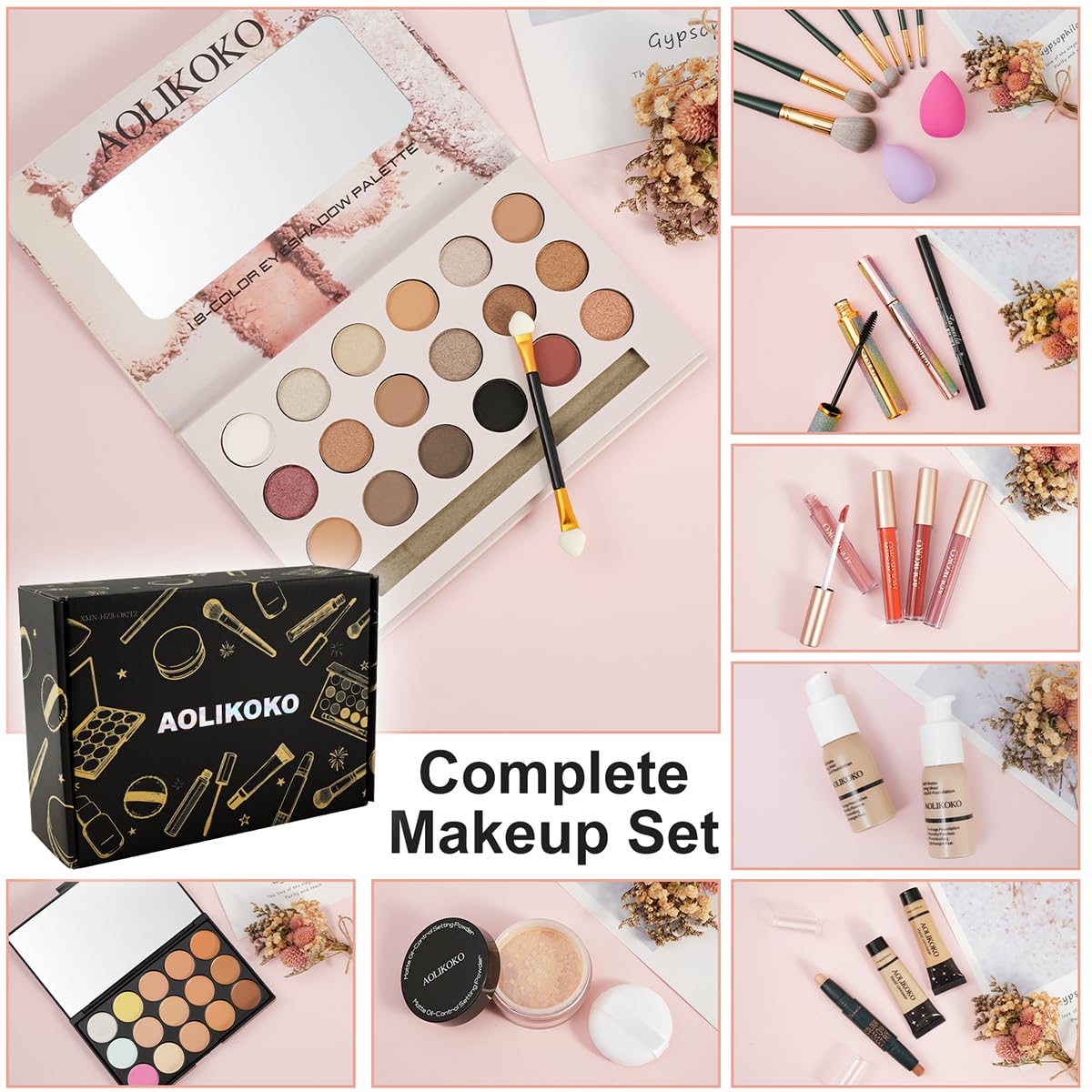 All in One Makeup Kit for Women Full Kit,Makeup Set for Women,Including Eye, Face, Lip Makeup and Brushes, Long Lasting Daily Makeup Gift Set for Christmas Birthday Party(HZB-082)