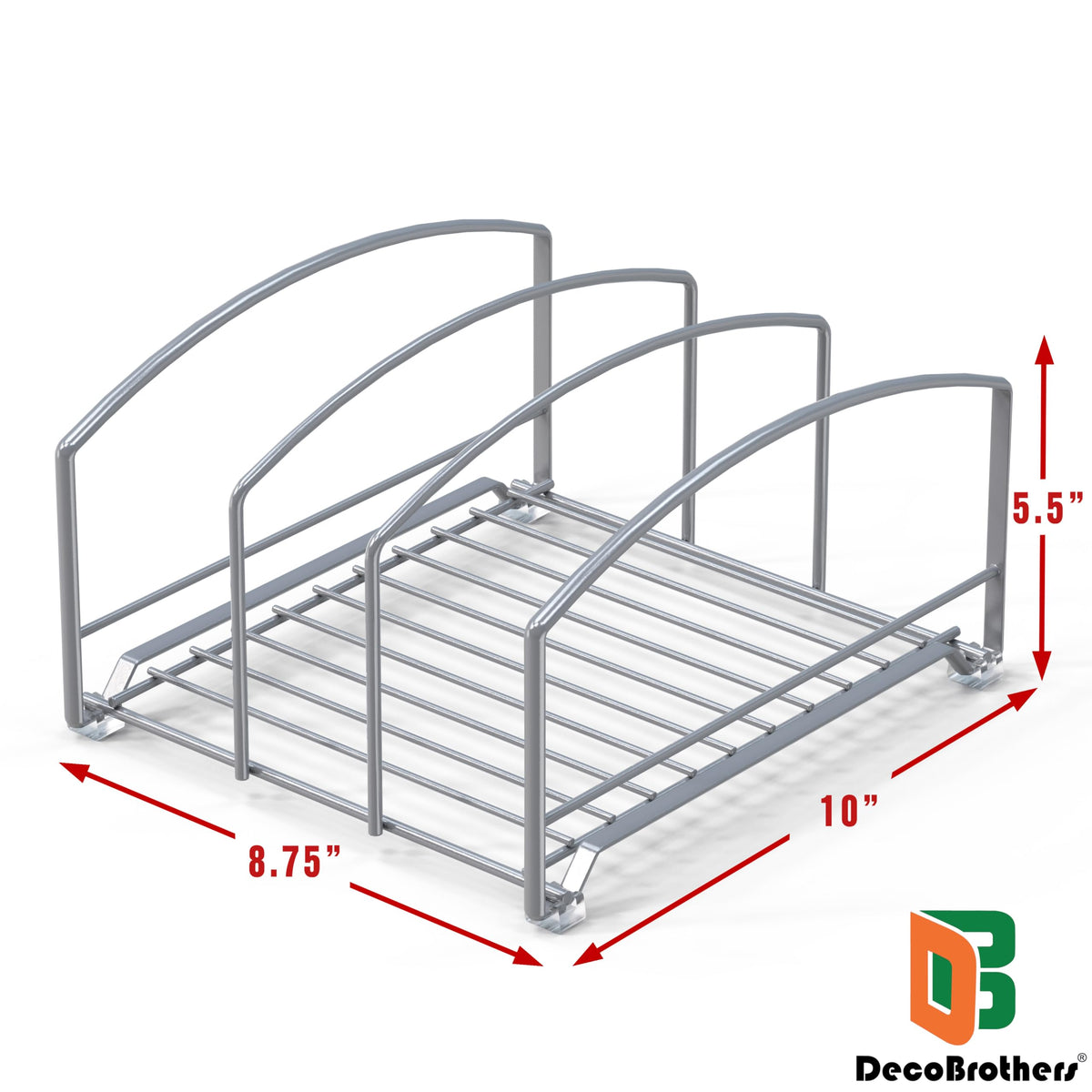 Deco Brothers Cookware Organizer Rack for Kitchen Cabinet, 3 Slot Holder
