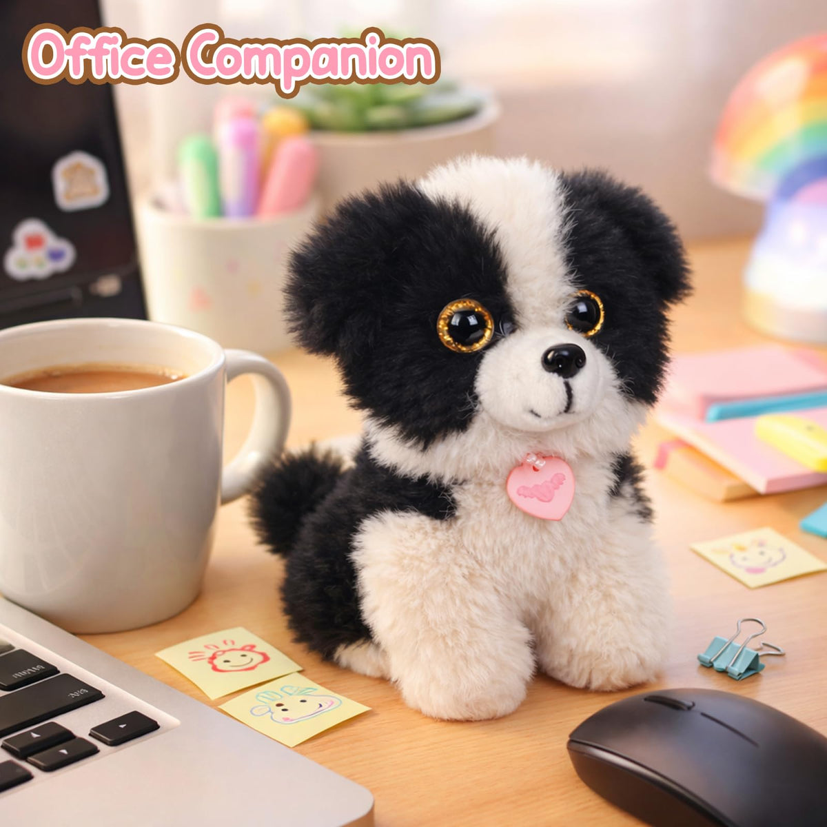 Mushymallow Sitting Dog Stuffed Animal Soft Plush Toy, Black