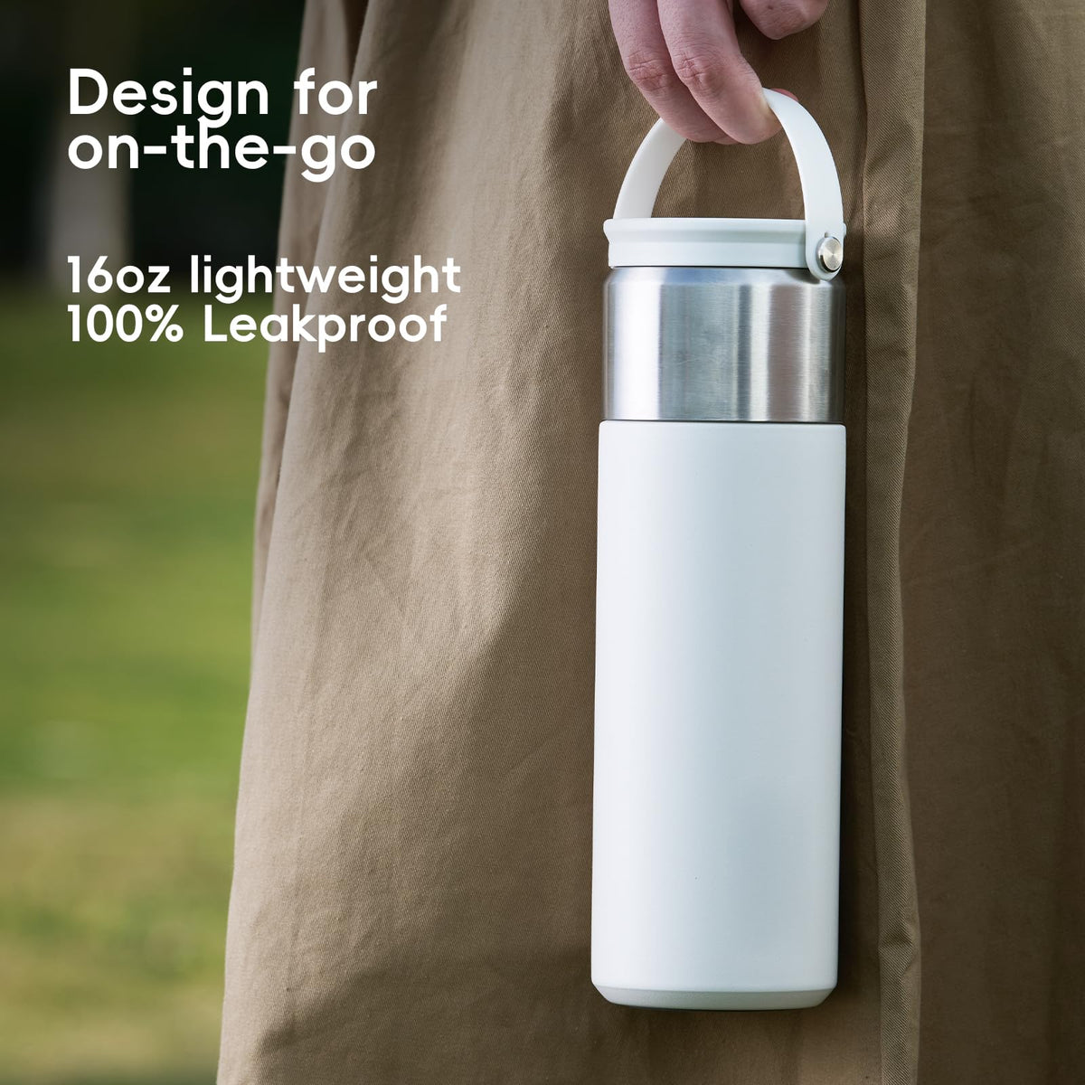 Vynrik 16 oz Stainless Steel Tea Infuser Bottle with Lid double as Tea Cup,Fruit Infuser Insulated Water Bottle,Leak Proof Travel Coffee Mug with Handle