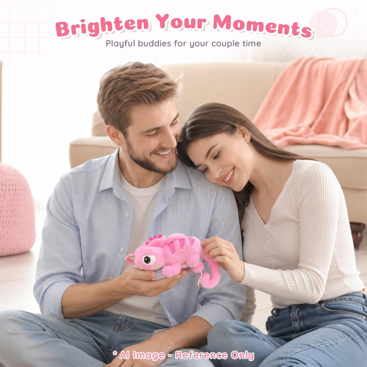 Magnetic Pink Chameleon Shoulder Plush, 8 Inch Lizard Stuffed Animal