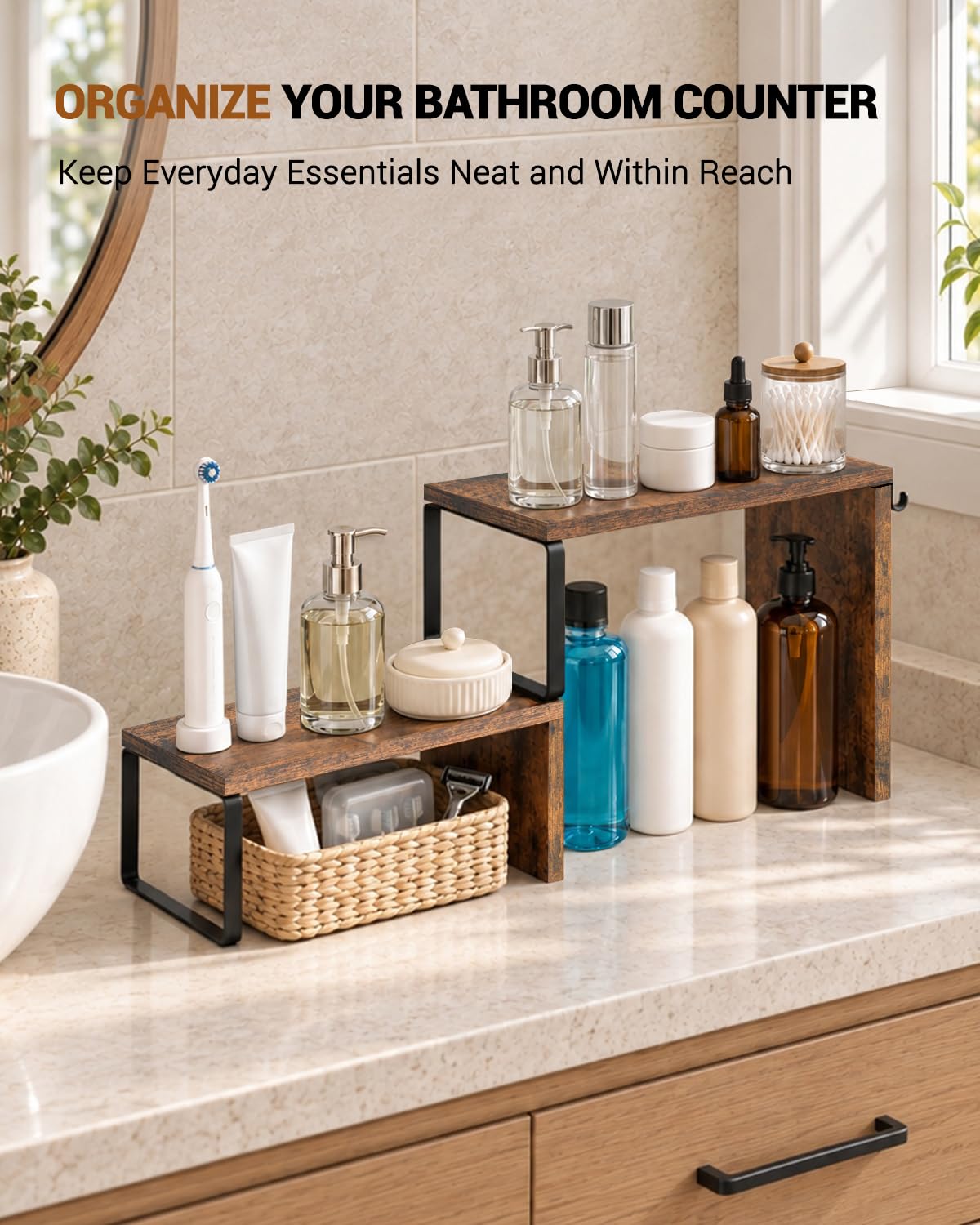 Kitchen Countertop Organizer, Counter Shelf for Corners Coffee Bars Pantry
