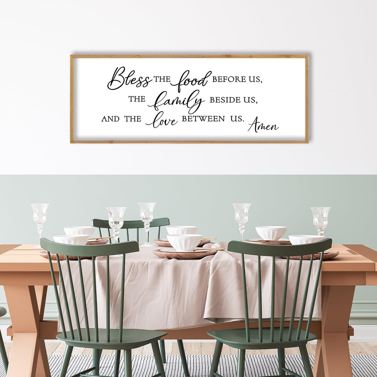 LuZhiQiang Bless the Food Before Us Sign Wall Decor 32"×12" Wood