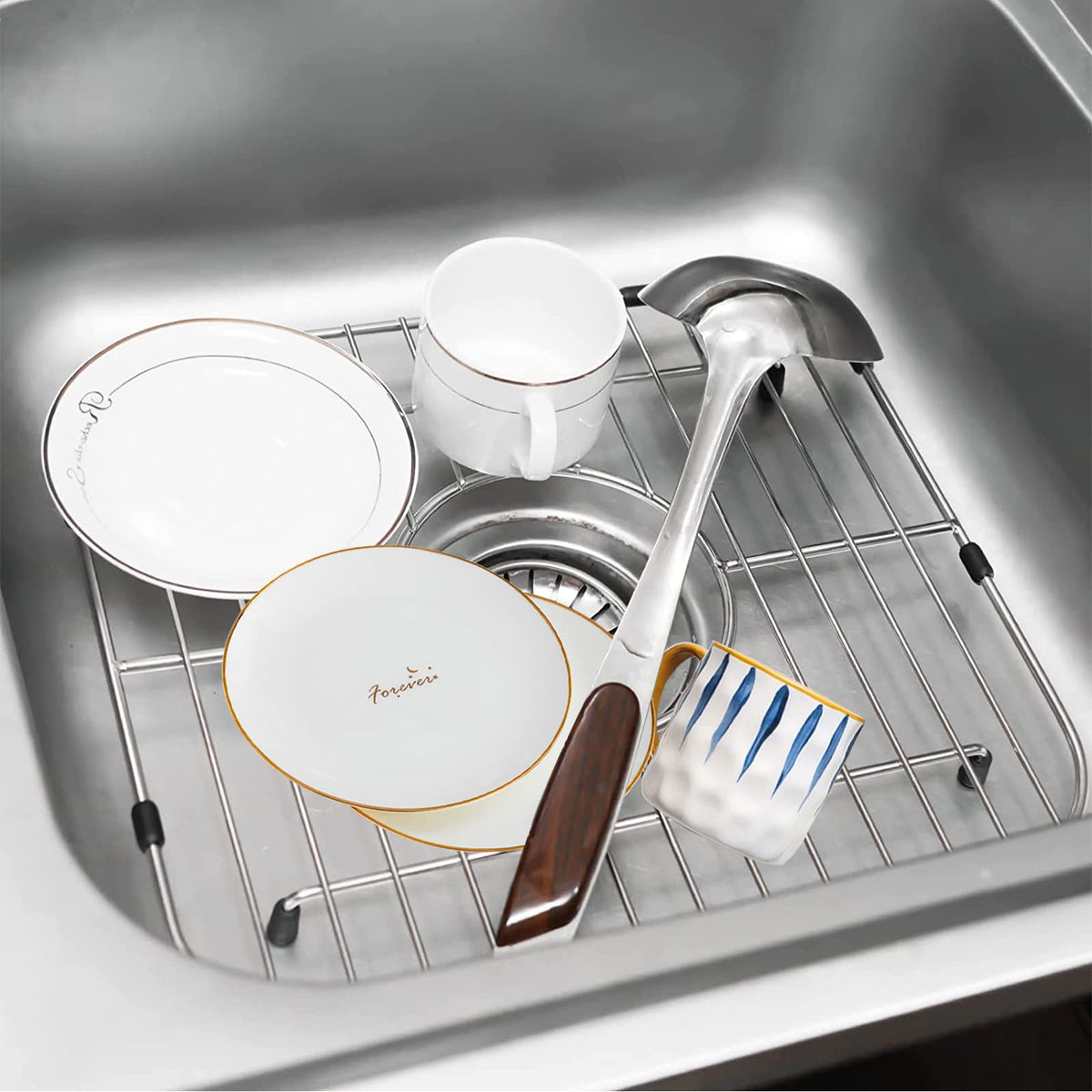 Orgneas Sink Protectors for Single Bowl Kitchen Sink Centered Drain