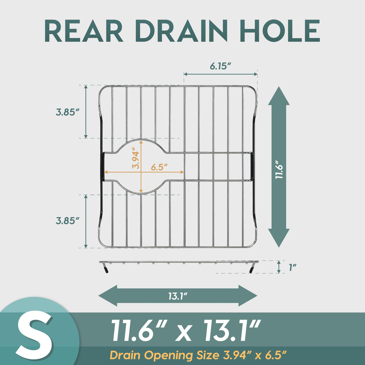 SunnyPoint 304 Stainless Steel Sink Protector Rack With Rear Drain Hole – Rust-Resistant Grid for Kitchen Sink Bottom, Scratch Prevention - Rear Drain Hole Required (13.11" X 11.61")