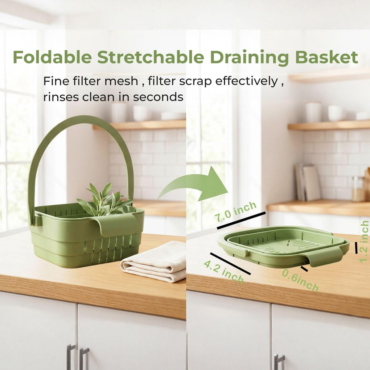 Kitchen Foldable Hanging Sink Drain Basket - Faucet Hanging Strainer Basket