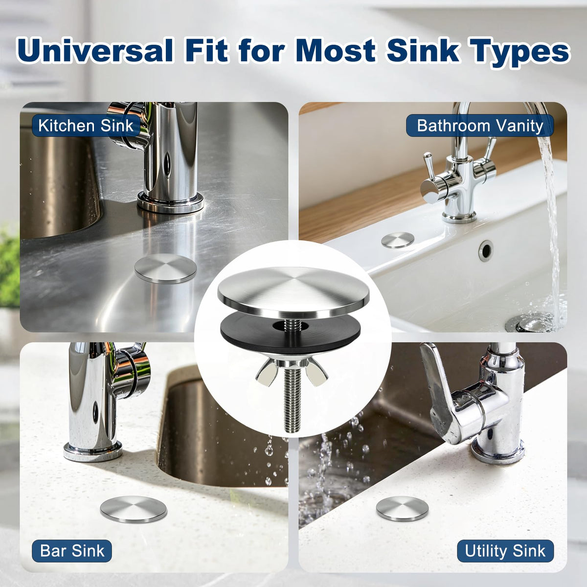 Vnsuyo 2 Inch Sink Hole Cover, Faucet Hole Cover for Kitchen Bathroom Countertop