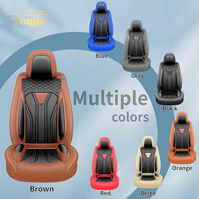 Fit Frontier Car Seat Covers Premium Leather for Nissan Frontier 2009-2025 2026. Waterproof， Breathable, Scratch-Resistant & All-Weather Seat Cushion Protector（Full Set,Brown&Black
