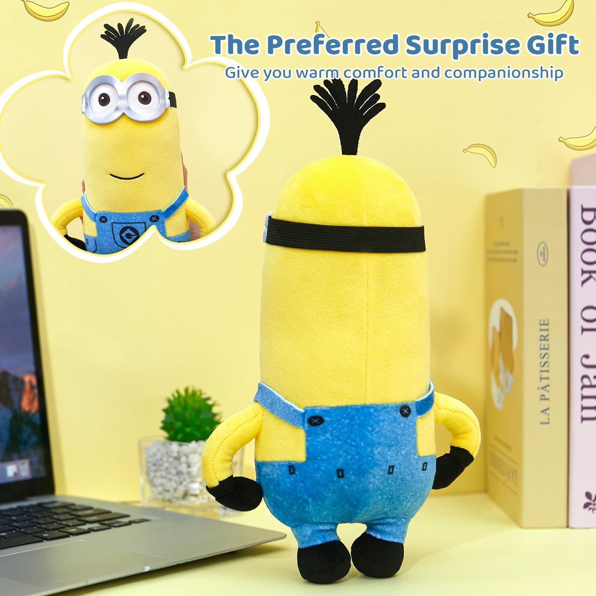 MINISO 10" Minions Stuffed Animals Plush Toys (Kevin) Kawaii Soft Cute Sleeping Plushies Bedding Pillow for Kids Toddler Toys Boys Girls