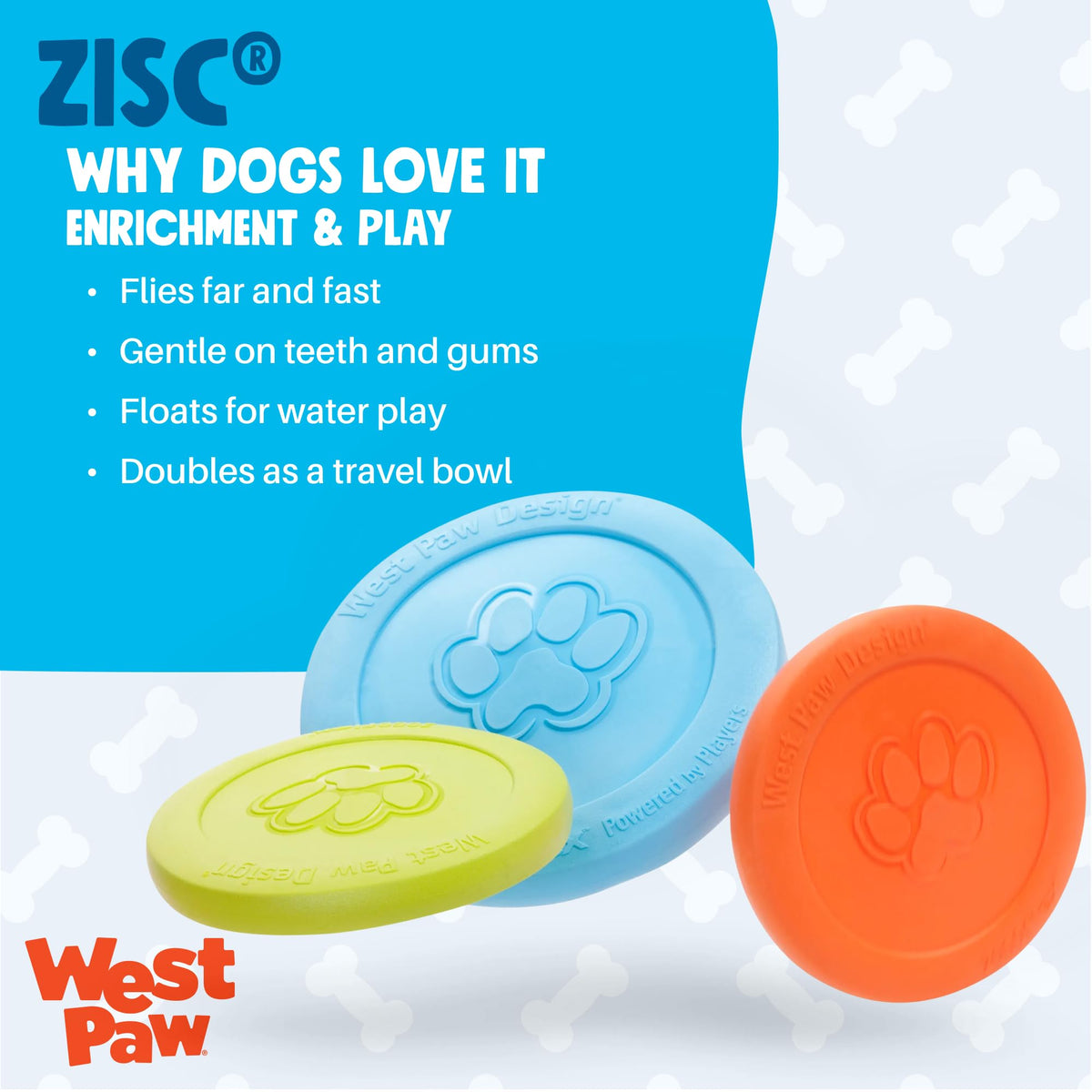 WEST PAW Zisc High-Flying Disc Dog Toy, Large - Tangerine
