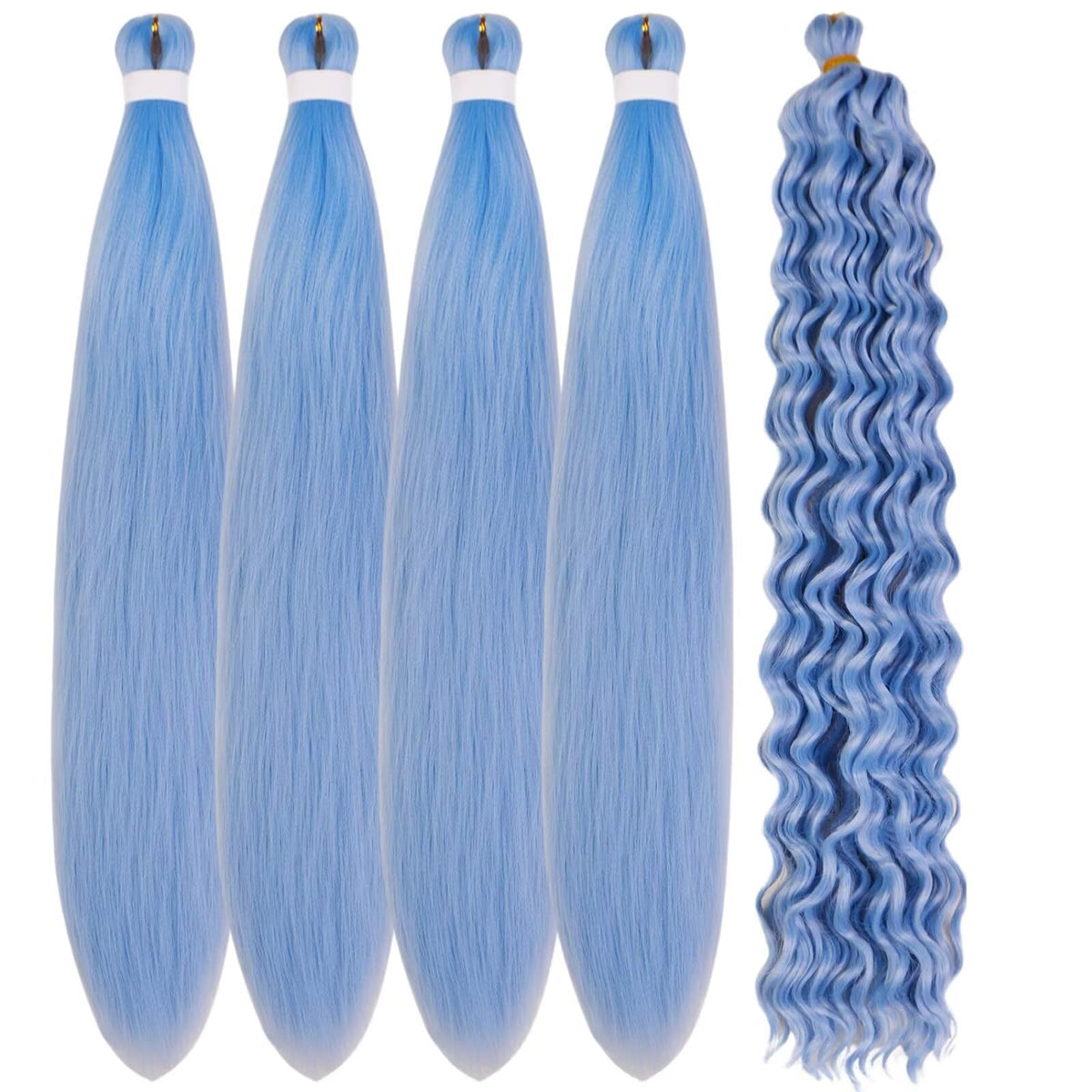 Gozill Sky Blue Braiding Hair Pre Stretched Boho Braids Kanekalon Prestretched Braiding Hair For Bohemian Hair Ez Braid Micro Br