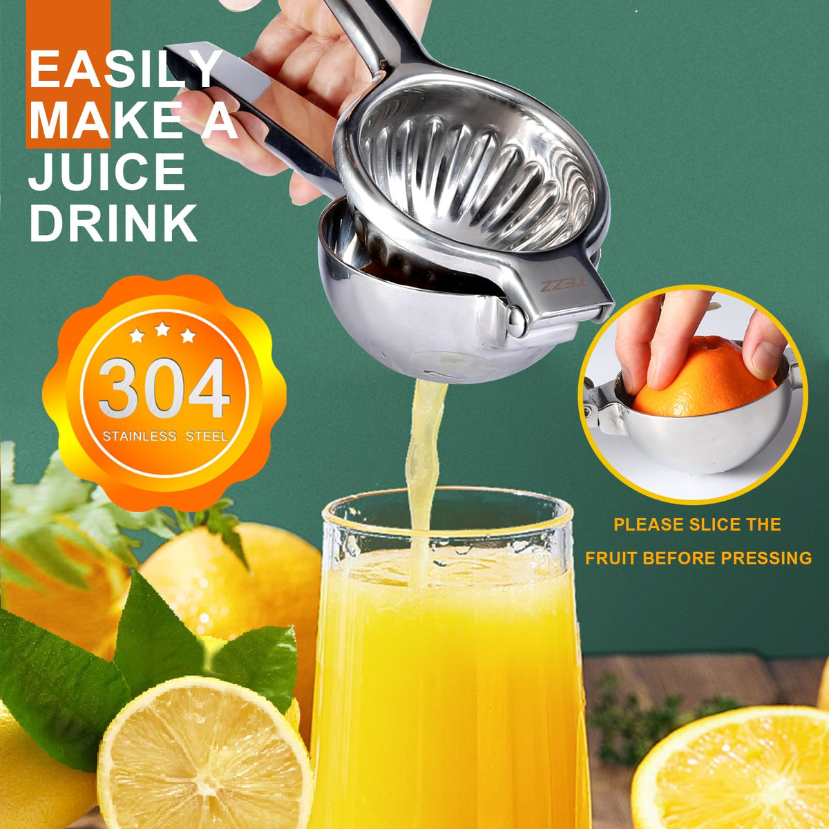 Upgrated Lemon Squeezer, Stainless Steel Manual Hand Juicer For Citrus Lime