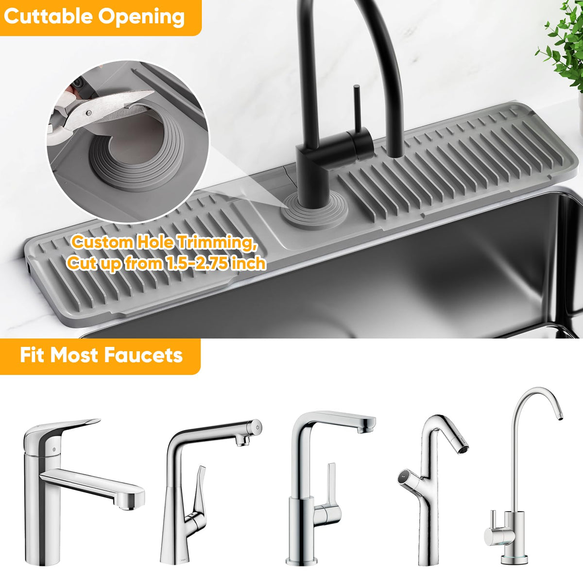 24'' Longer Faucet Mat for Kitchen Sink Water Splash Guard Behind Faucet