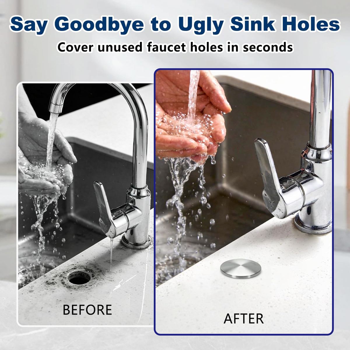 Vnsuyo 2 Inch Sink Hole Cover, Faucet Hole Cover for Kitchen Bathroom Countertop