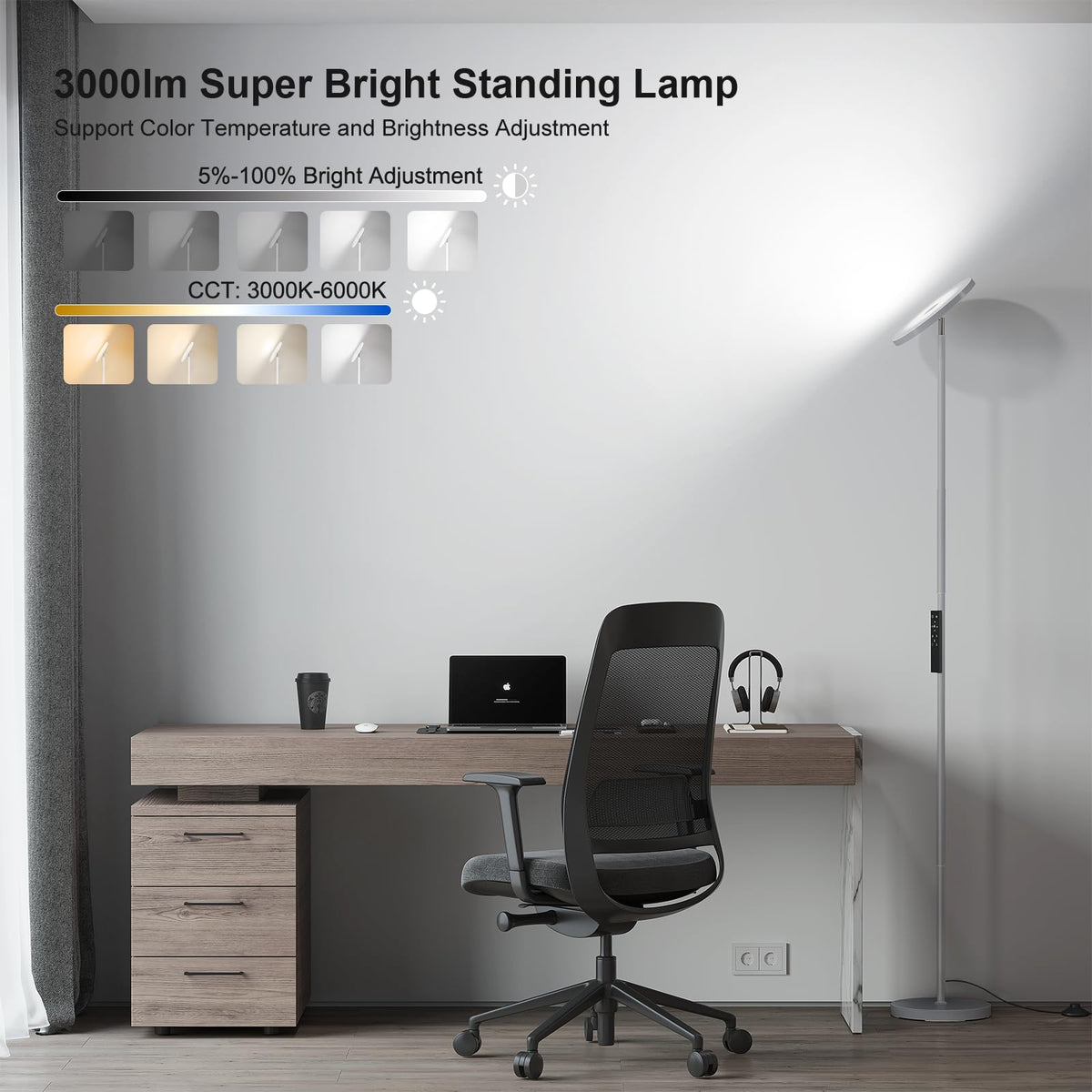 SUNMORY Floor Lamps for Living Room，LED Standing Lamp with Remote Control