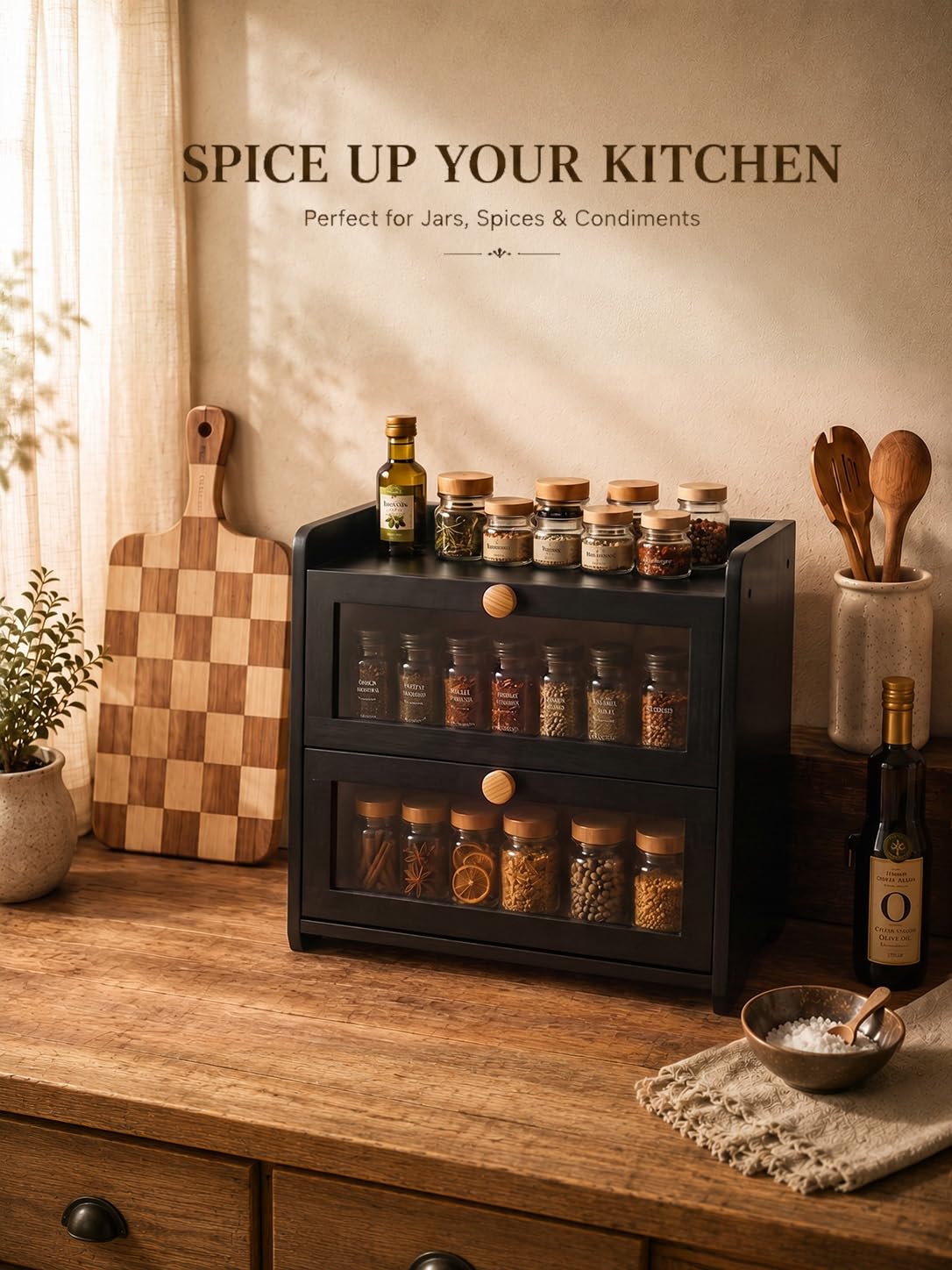 Bread Box for Kitchen Countertop Large Capacity with Top Storage Shelf