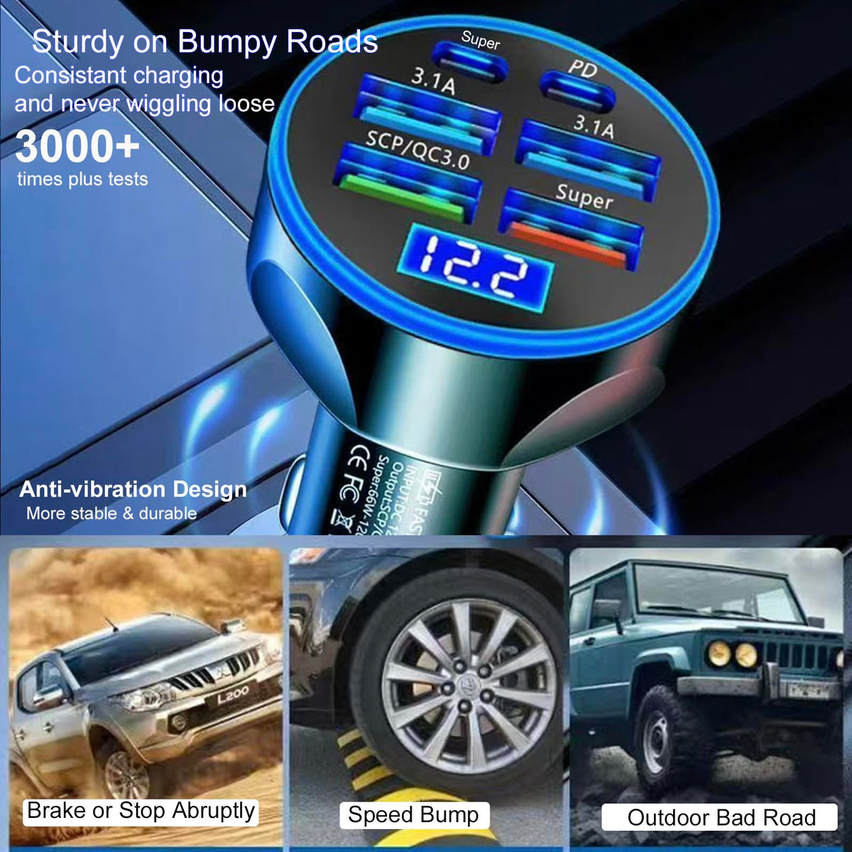 USB Cigarette Lighter Adapter with Voltage Display, Full PD 30W Multi Port USB Car Charger with Volt Meter, PD4.0/QC4.0/PPS/AFC Super Fast 12V Outlet for MacBook iPhone Galaxy Android Phones